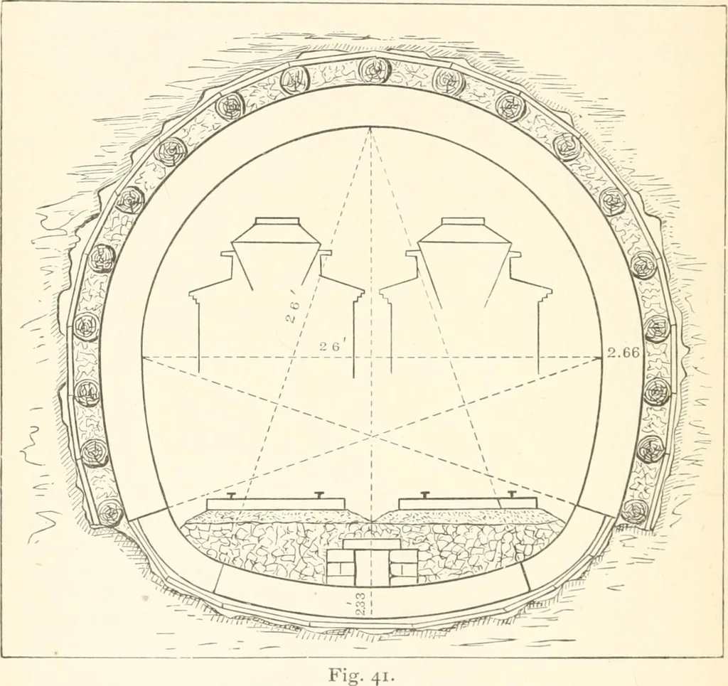 An illustration from Manual for railroad engineers and engineering students : containing the rules and tables needed for the location, construction, and equipment of railroads as built in the United States, 1883, leaf 133