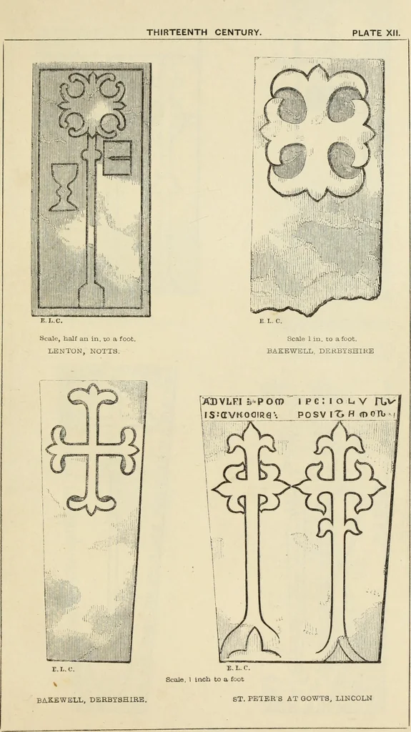 An illustration from A manual for the study of the sepulchral slabs and crosses of the middle ages, 1849, leaf 130