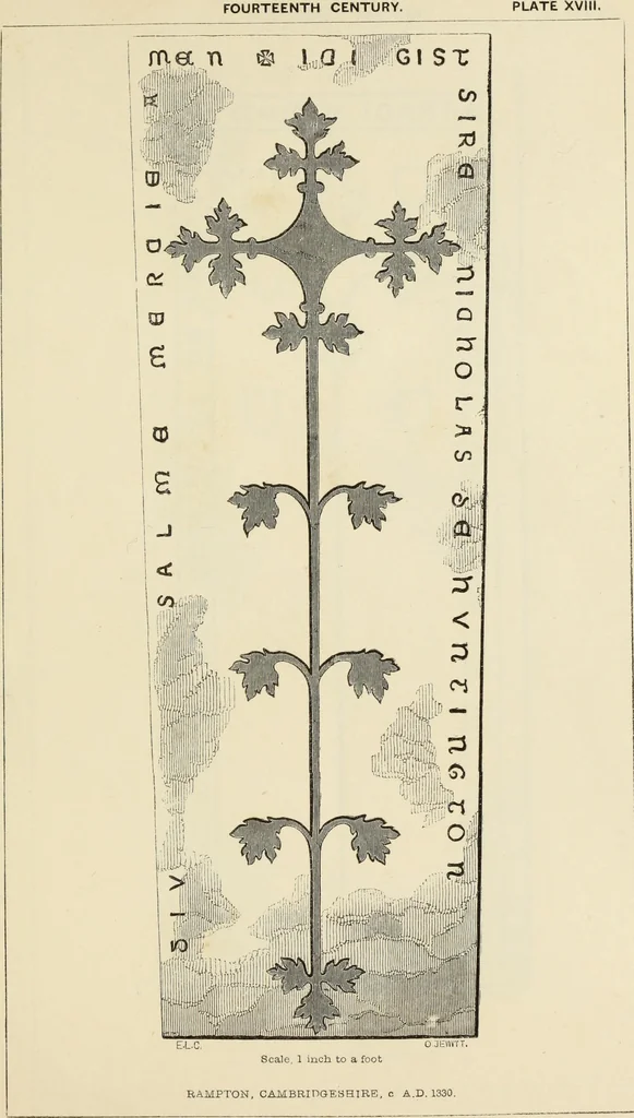 An illustration from A manual for the study of the sepulchral slabs and crosses of the middle ages, 1849, leaf 142