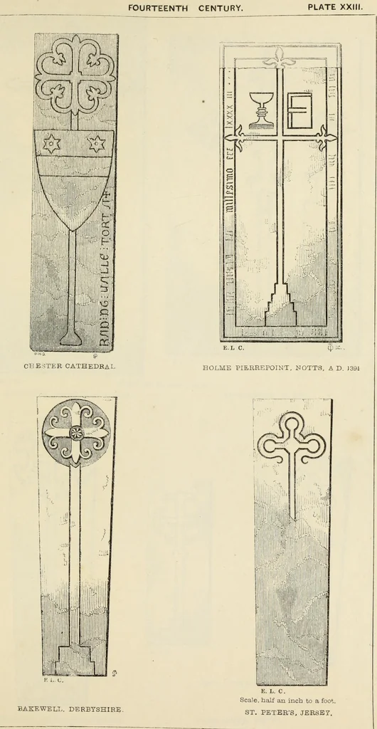 An illustration from A manual for the study of the sepulchral slabs and crosses of the middle ages, 1849, leaf 152