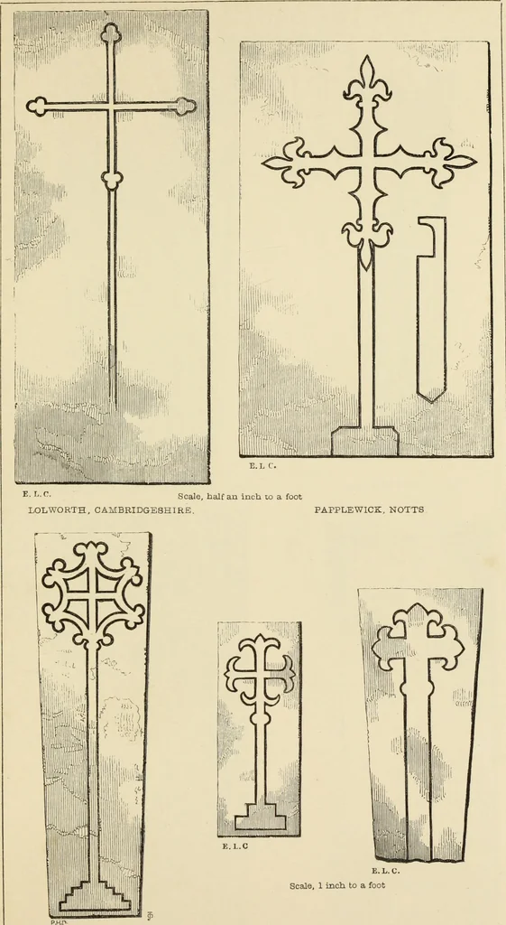 An illustration from A manual for the study of the sepulchral slabs and crosses of the middle ages, 1849, leaf 154