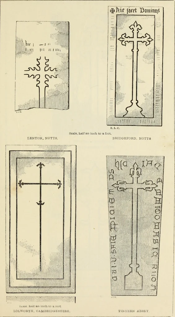 An illustration from A manual for the study of the sepulchral slabs and crosses of the middle ages, 1849, leaf 158