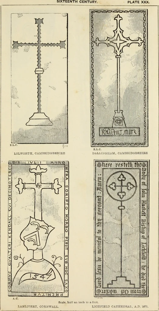 An illustration from A manual for the study of the sepulchral slabs and crosses of the middle ages, 1849, leaf 166