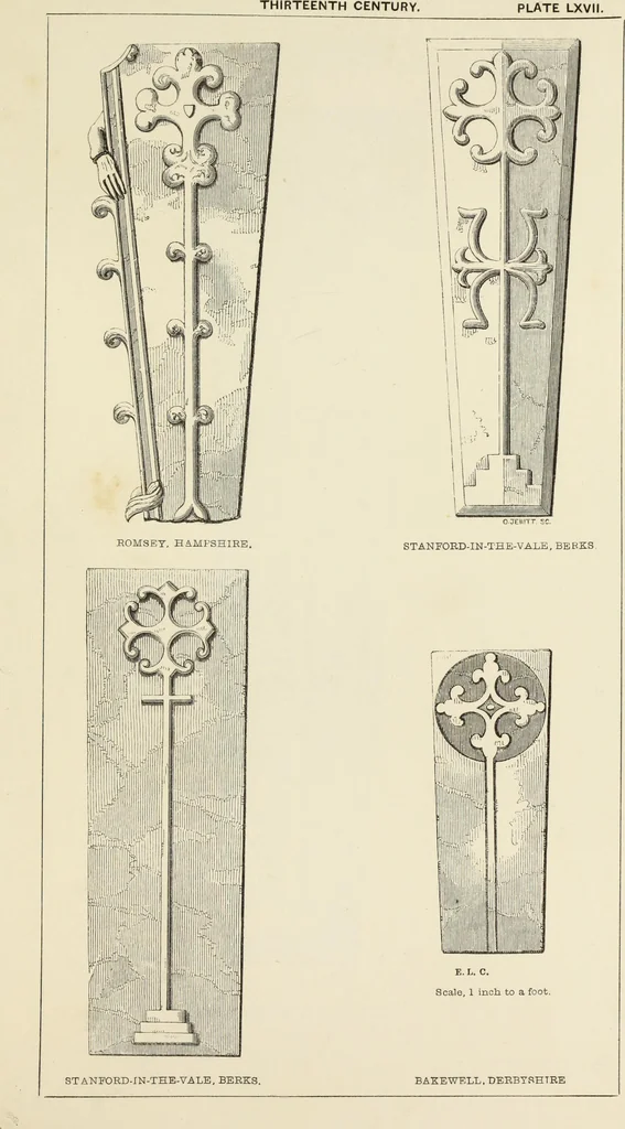An illustration from A manual for the study of the sepulchral slabs and crosses of the middle ages, 1849, leaf 202