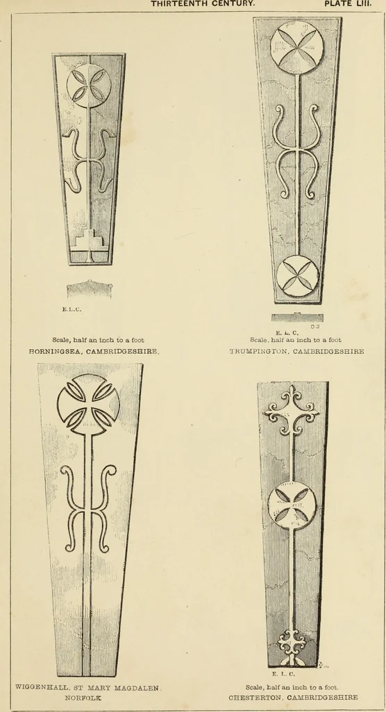 An illustration from A manual for the study of the sepulchral slabs and crosses of the middle ages, 1849, leaf 216