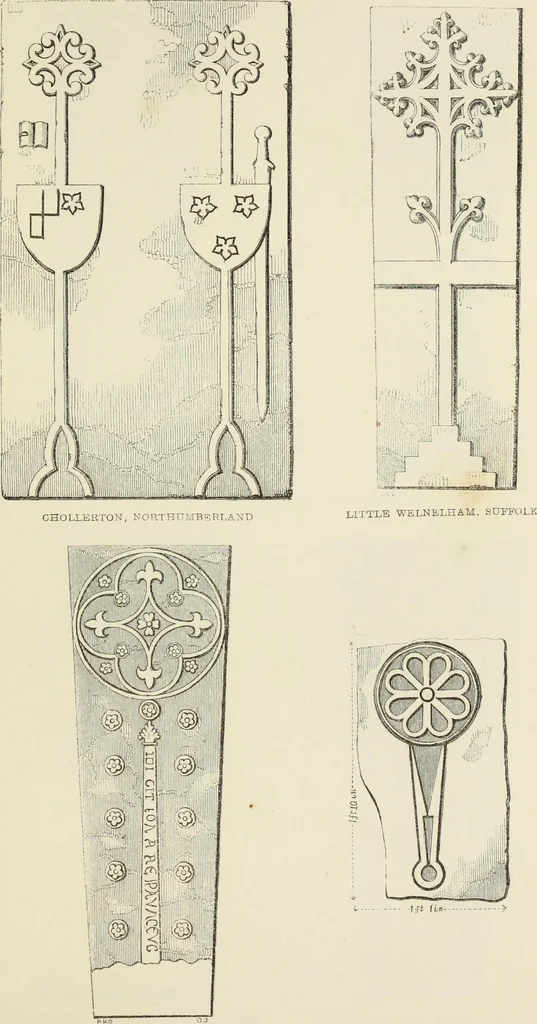 An illustration from A manual for the study of the sepulchral slabs and crosses of the middle ages, 1849, leaf 230
