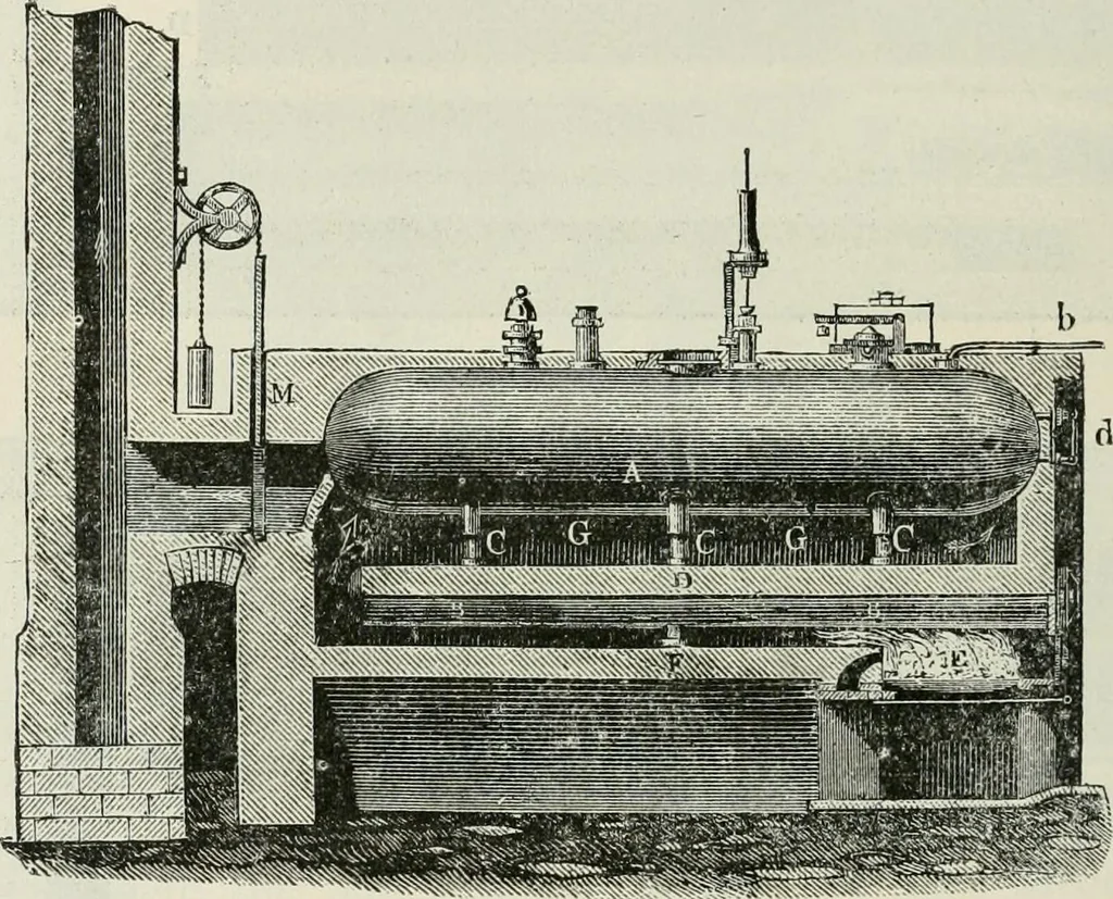 An illustration from A manual of the mechanics of engineering and of the construction of machines. Designed as a text-book for technical schools and colleges, and for the use of engineers, architects, etc., 1878, leaf 197