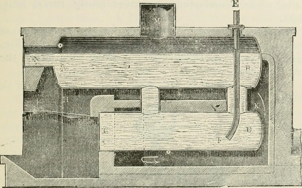 An illustration from A manual of the mechanics of engineering and of the construction of machines. Designed as a text-book for technical schools and colleges, and for the use of engineers, architects, etc., 1878, leaf 198