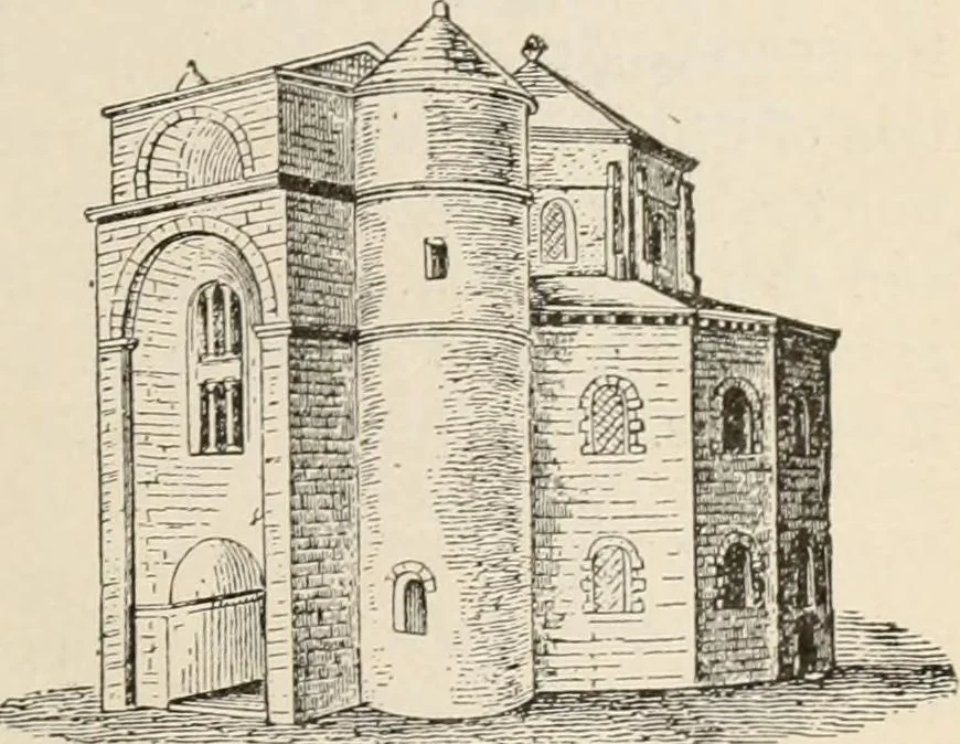 An illustration from Manual of ecclesiastical architecture. Comprising a study of its various styles, the chronological arrangements of its elements, and its relation to Christian worship, 1897, leaf 104
