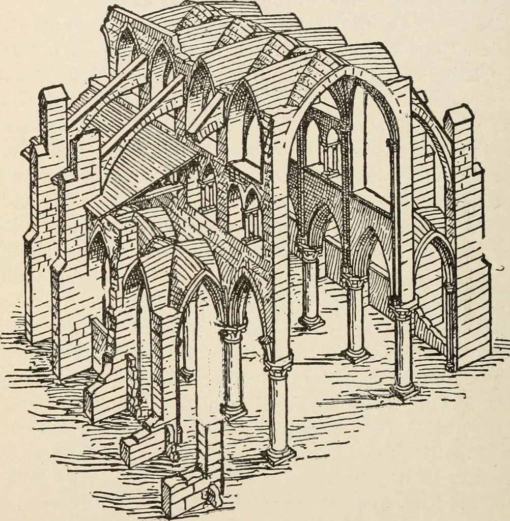 An illustration from Manual of ecclesiastical architecture. Comprising a study of its various styles, the chronological arrangements of its elements, and its relation to Christian worship, 1897, leaf 199