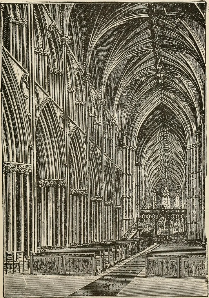 An illustration from Manual of ecclesiastical architecture. Comprising a study of its various styles, the chronological arrangements of its elements, and its relation to Christian worship, 1897, leaf 204