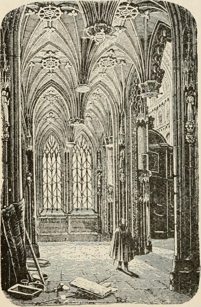 An illustration from Manual of ecclesiastical architecture. Comprising a study of its various styles, the chronological arrangements of its elements, and its relation to Christian worship, 1897, leaf 253