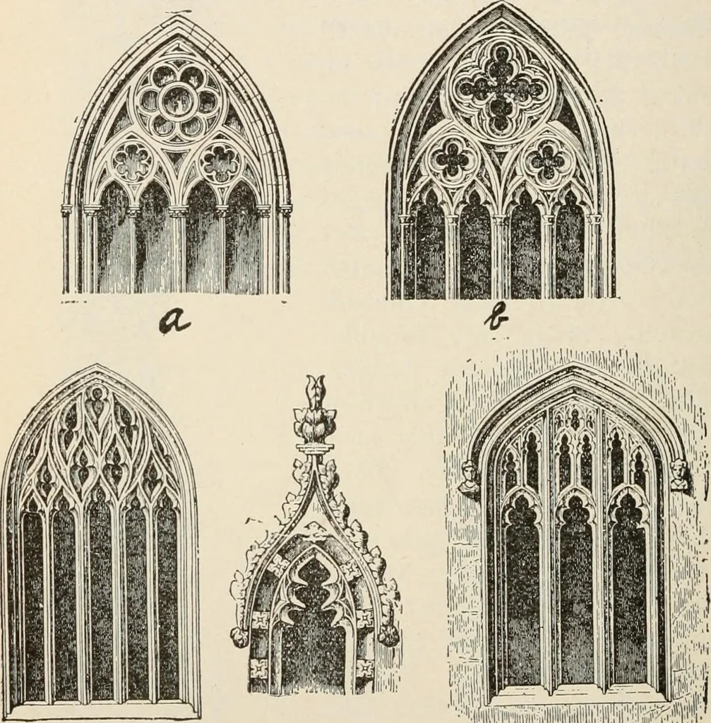 An illustration from Manual of ecclesiastical architecture. Comprising a study of its various styles, the chronological arrangements of its elements, and its relation to Christian worship, 1897, leaf 259