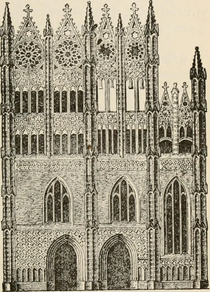 An illustration from Manual of ecclesiastical architecture. Comprising a study of its various styles, the chronological arrangements of its elements, and its relation to Christian worship, 1897, leaf 296