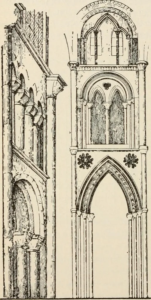 An illustration from Manual of ecclesiastical architecture. Comprising a study of its various styles, the chronological arrangements of its elements, and its relation to Christian worship, 1897, leaf 313