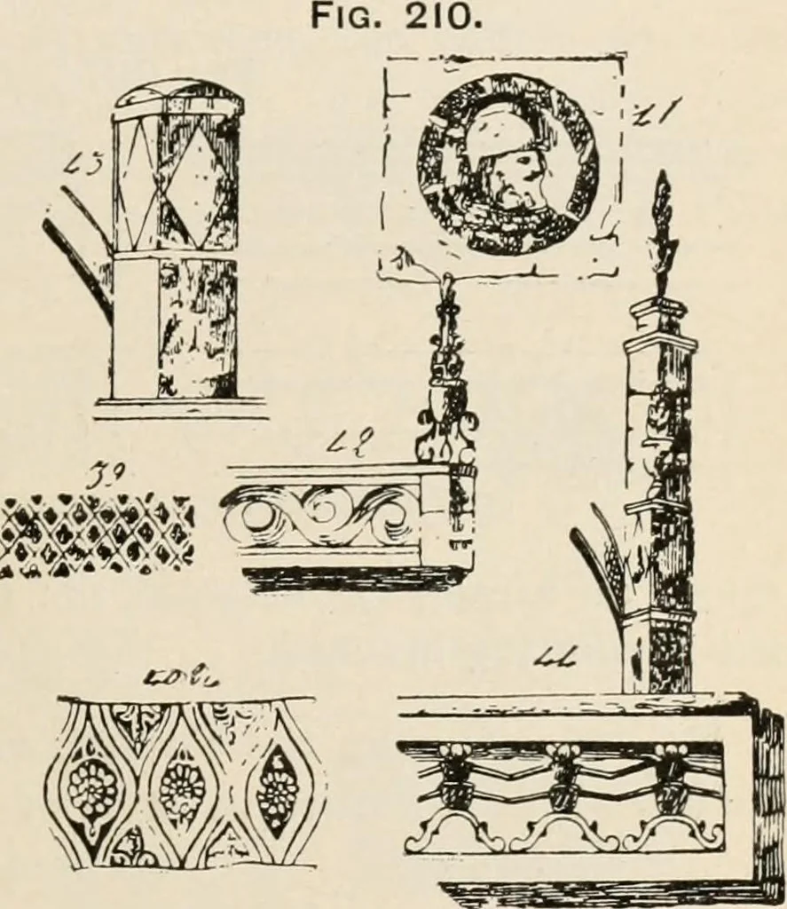 An illustration from Manual of ecclesiastical architecture. Comprising a study of its various styles, the chronological arrangements of its elements, and its relation to Christian worship, 1897, leaf 324