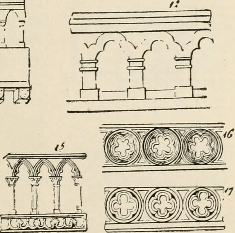 An illustration from Manual of ecclesiastical architecture. Comprising a study of its various styles, the chronological arrangements of its elements, and its relation to Christian worship, 1897, leaf 326