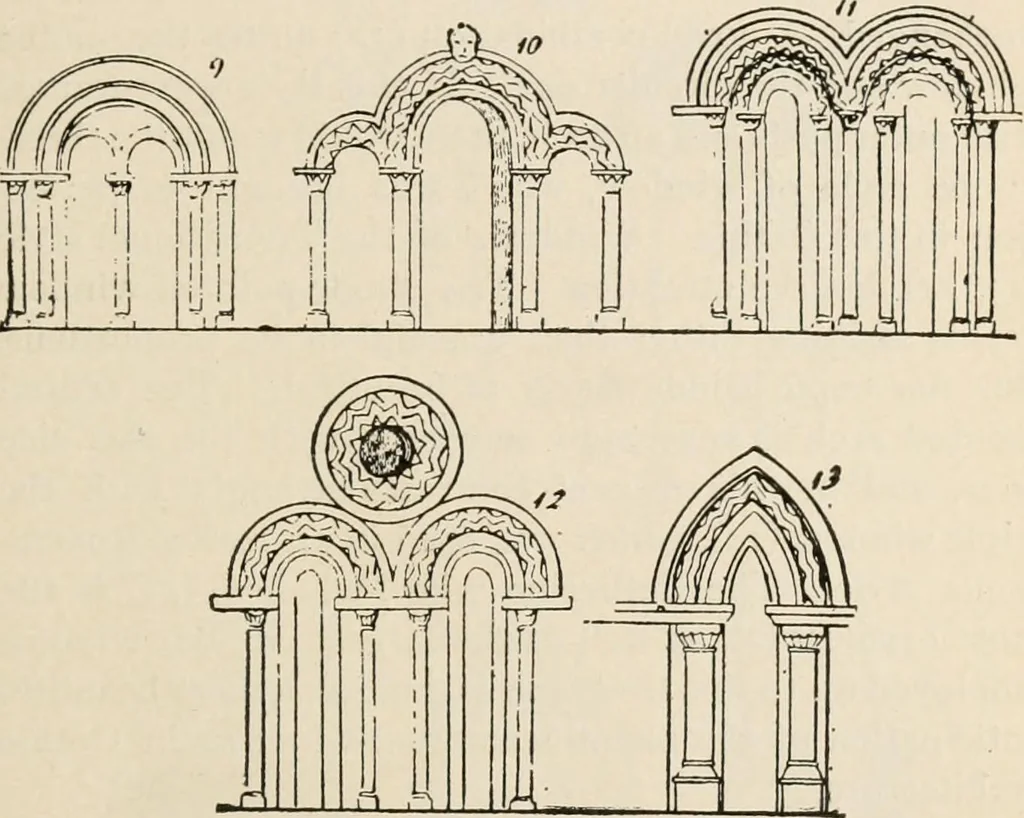 An illustration from Manual of ecclesiastical architecture. Comprising a study of its various styles, the chronological arrangements of its elements, and its relation to Christian worship, 1897, leaf 332