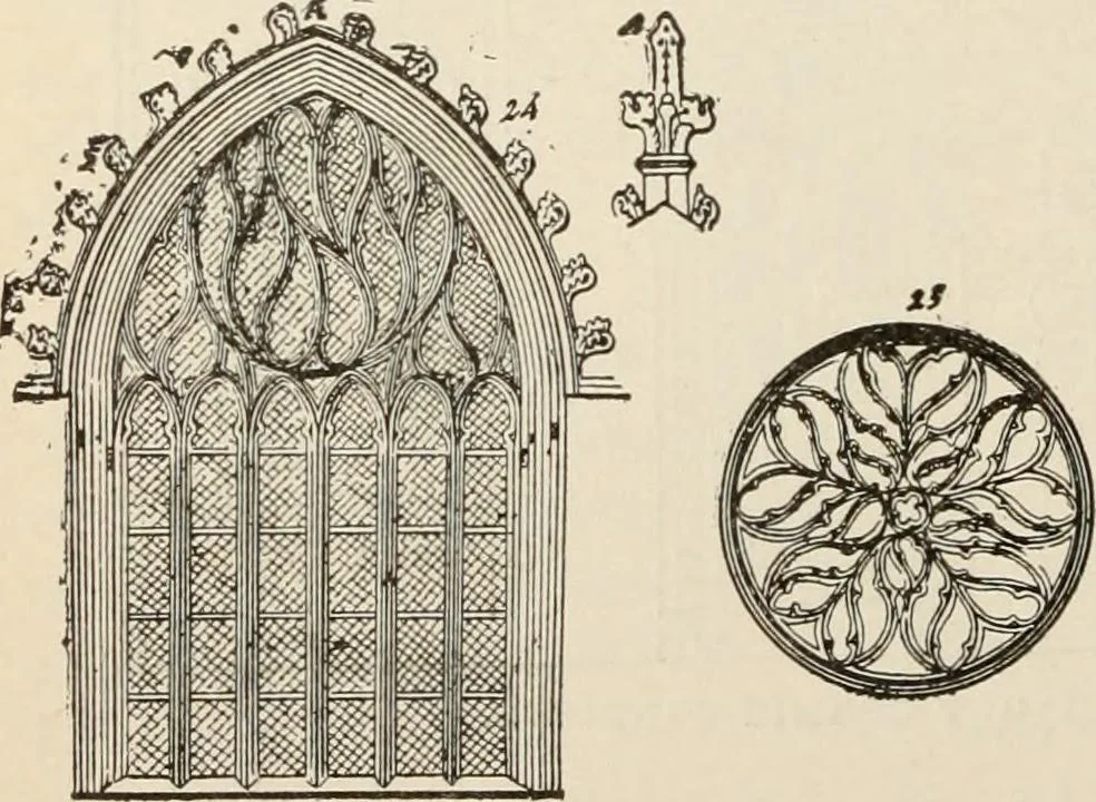 An illustration from Manual of ecclesiastical architecture. Comprising a study of its various styles, the chronological arrangements of its elements, and its relation to Christian worship, 1897, leaf 335
