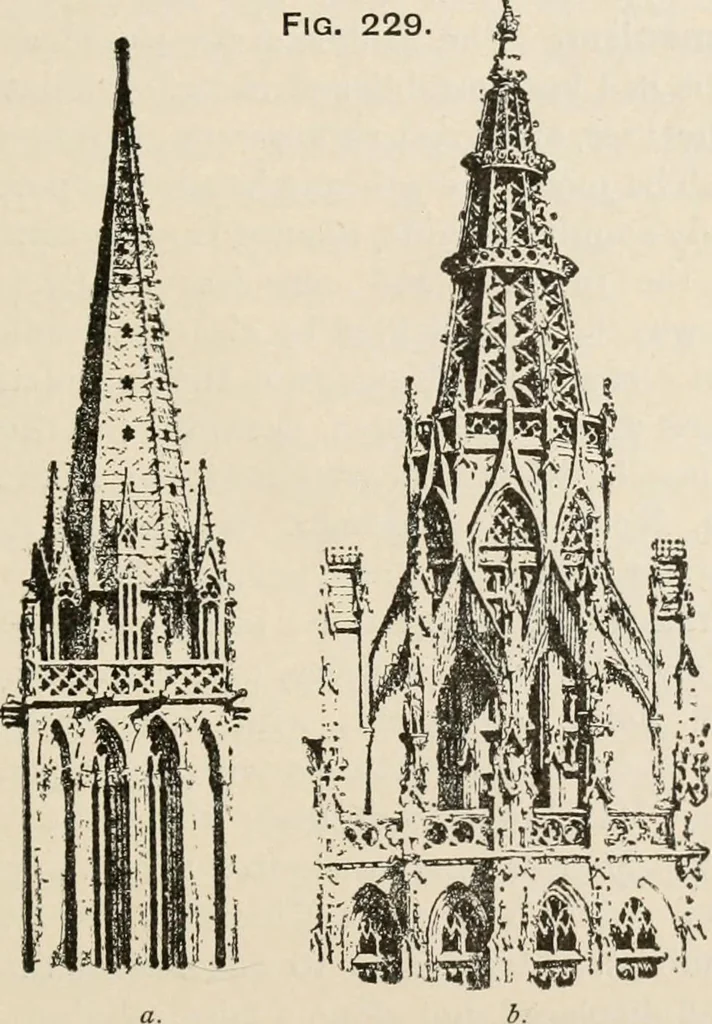 An illustration from Manual of ecclesiastical architecture. Comprising a study of its various styles, the chronological arrangements of its elements, and its relation to Christian worship, 1897, leaf 344