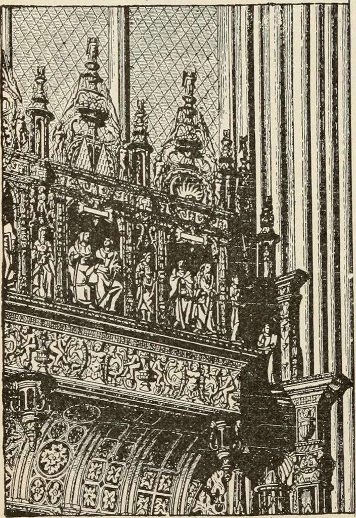 An illustration from Manual of ecclesiastical architecture. Comprising a study of its various styles, the chronological arrangements of its elements, and its relation to Christian worship, 1897, leaf 383
