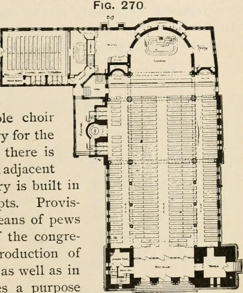 An illustration from Manual of ecclesiastical architecture. Comprising a study of its various styles, the chronological arrangements of its elements, and its relation to Christian worship, 1897, leaf 412