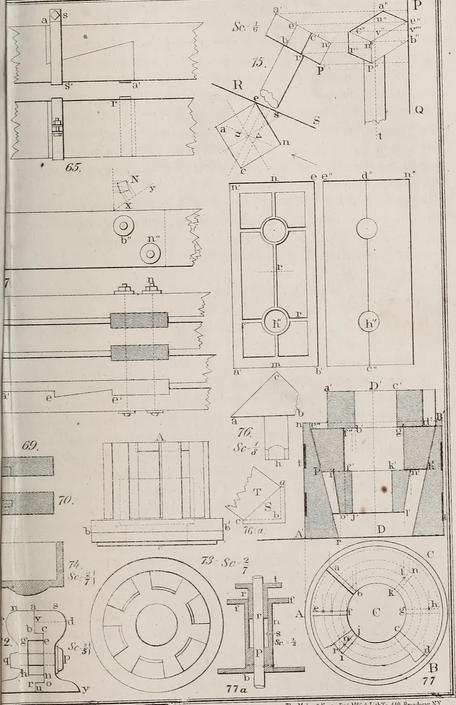 An illustration from A manual of elementary geometrical drawing, involving three dimensions. Designed for use in high schools, academies, engineering schools, etc. : and for the self-instruction of inventors,artizans, etc. ... In five divisions .., 1867, leaf 108