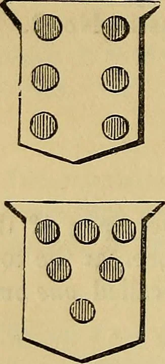 An illustration from The manual of heraldry : being a concise description of the several terms used, and containing a dictionary of every designation in the science. Illustrated by four hundred engravings on wood, 1800, leaf 47