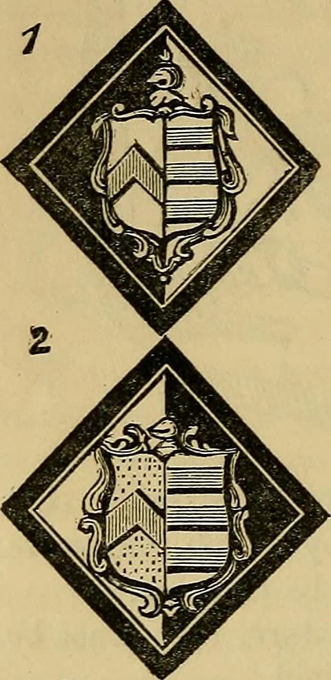 An illustration from The manual of heraldry : being a concise description of the several terms used, and containing a dictionary of every designation in the science. Illustrated by four hundred engravings on wood, 1800, leaf 51