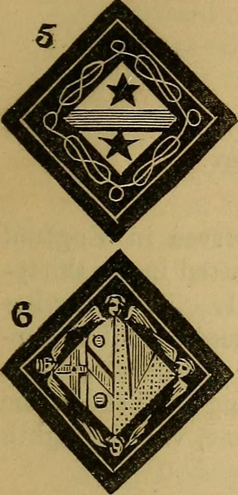 An illustration from The manual of heraldry : being a concise description of the several terms used, and containing a dictionary of every designation in the science. Illustrated by four hundred engravings on wood, 1800, leaf 52