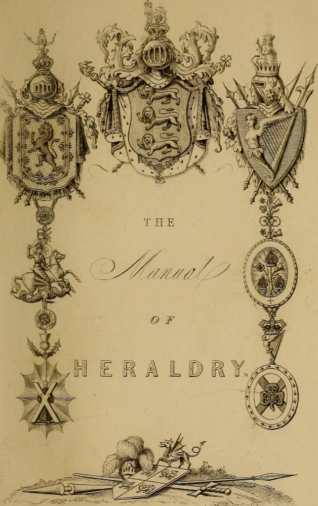 An illustration from The manual of heraldry : being a concise description of the several terms used, and containing a dictionary of every designation in the science. Illustrated by four hundred engravings on wood, 1800, leaf 6