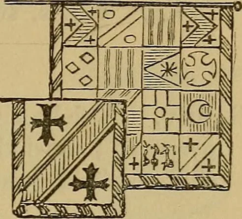 An illustration from The manual of heraldry : being a concise description of the several terms used, and containing a dictionary of every designation in the science. Illustrated by four hundred engravings on wood, 1800, leaf 60