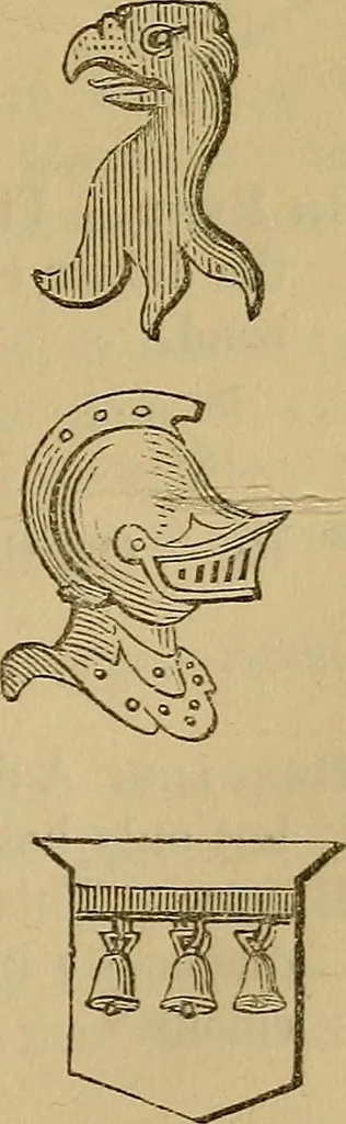 An illustration from The manual of heraldry : being a concise description of the several terms used, and containing a dictionary of every designation in the science. Illustrated by four hundred engravings on wood, 1800, leaf 62