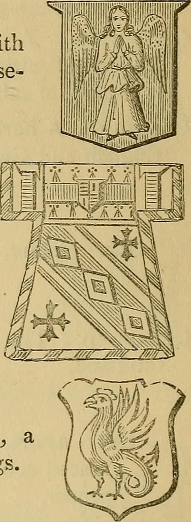 An illustration from The manual of heraldry : being a concise description of the several terms used, and containing a dictionary of every designation in the science. Illustrated by four hundred engravings on wood, 1800, leaf 69