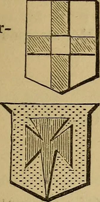 An illustration from The manual of heraldry : being a concise description of the several terms used, and containing a dictionary of every designation in the science. Illustrated by four hundred engravings on wood, 1800, leaf 76