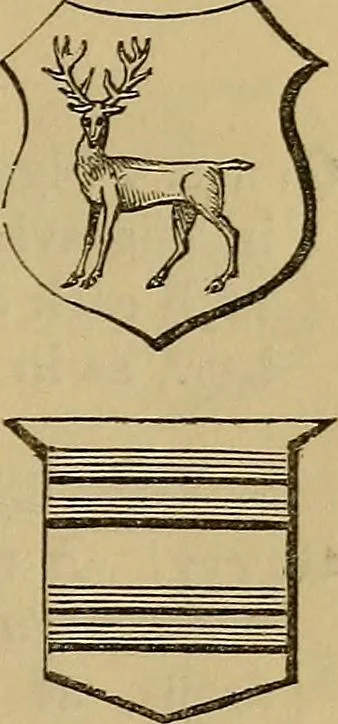 An illustration from The manual of heraldry : being a concise description of the several terms used, and containing a dictionary of every designation in the science. Illustrated by four hundred engravings on wood, 1800, leaf 90