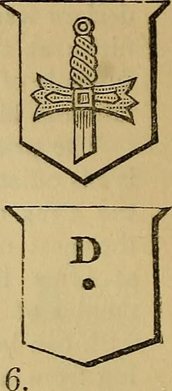 An illustration from The manual of heraldry : being a concise description of the several terms used, and containing a dictionary of every designation in the science. Illustrated by four hundred engravings on wood, 1800, leaf 95