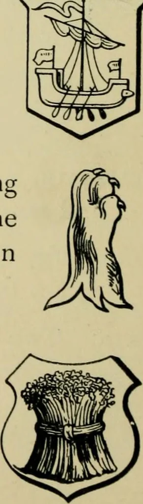 An illustration from The manual of heraldry : a concise description of the several terms used and containing a dictionary of every designation in the science / by Francis J. Grant, 1914, leaf 101