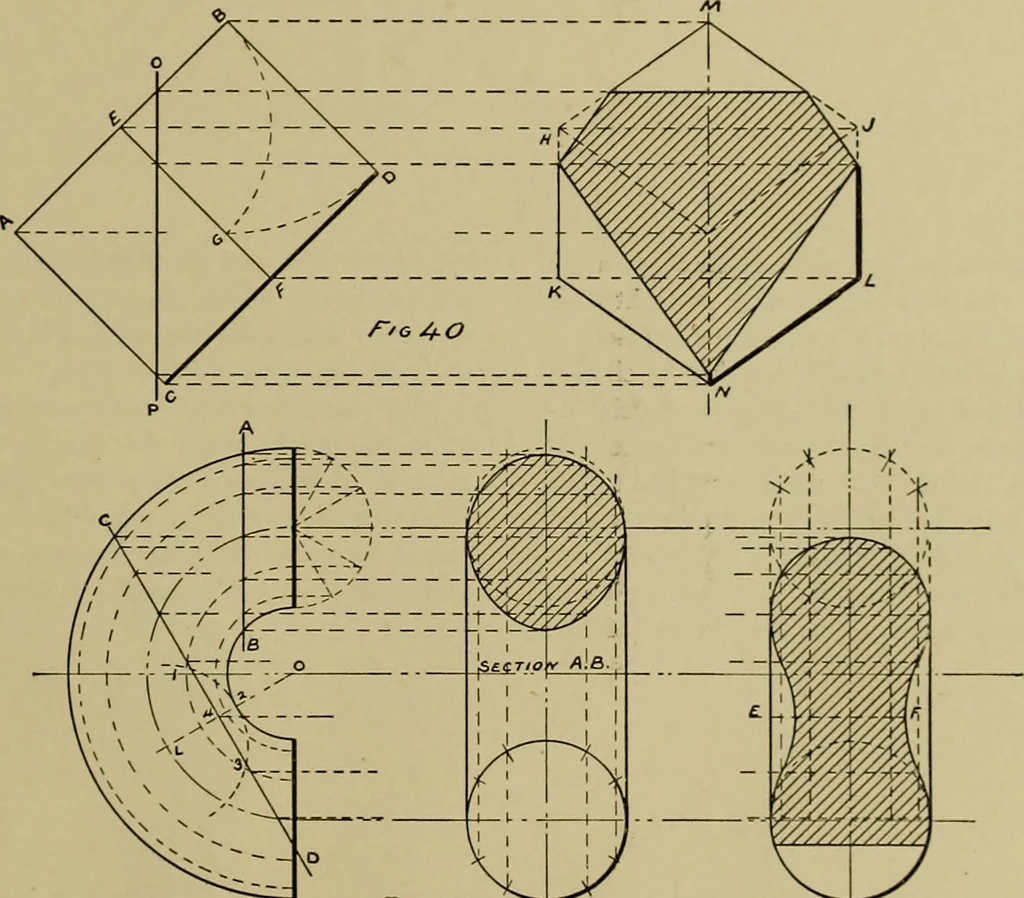 An illustration from A manual of mechanical drawing, 1907, leaf 116