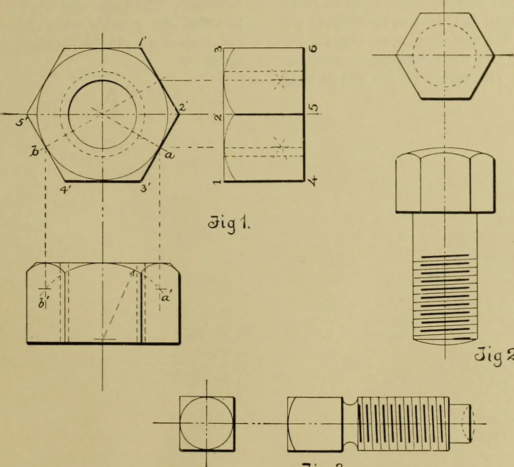 An illustration from A manual of mechanical drawing, 1907, leaf 132