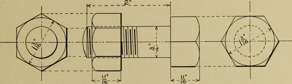 An illustration from A manual of mechanical drawing, 1907, leaf 136