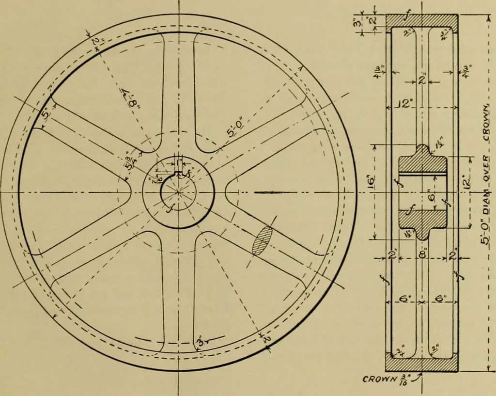 An illustration from A manual of mechanical drawing, 1907, leaf 140