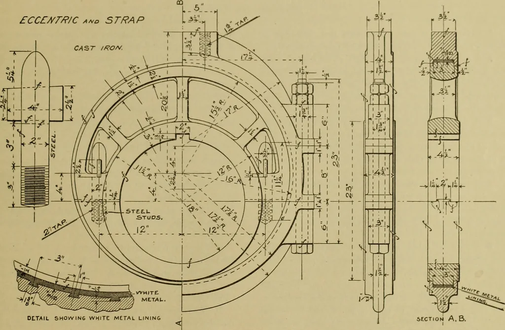 An illustration from A manual of mechanical drawing, 1907, leaf 152