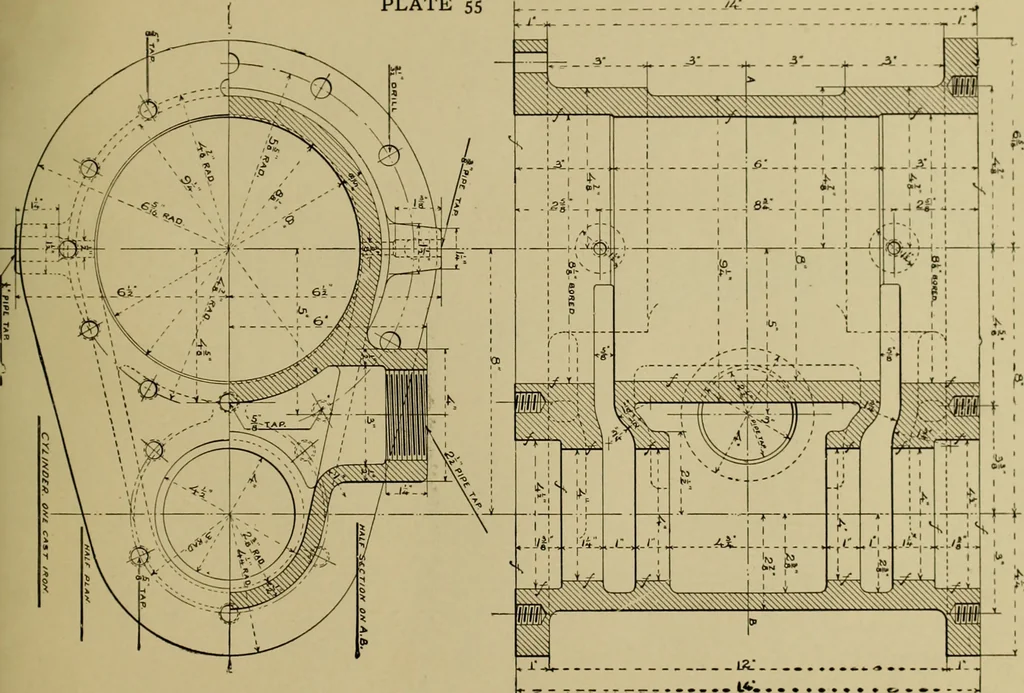 An illustration from A manual of mechanical drawing, 1907, leaf 158