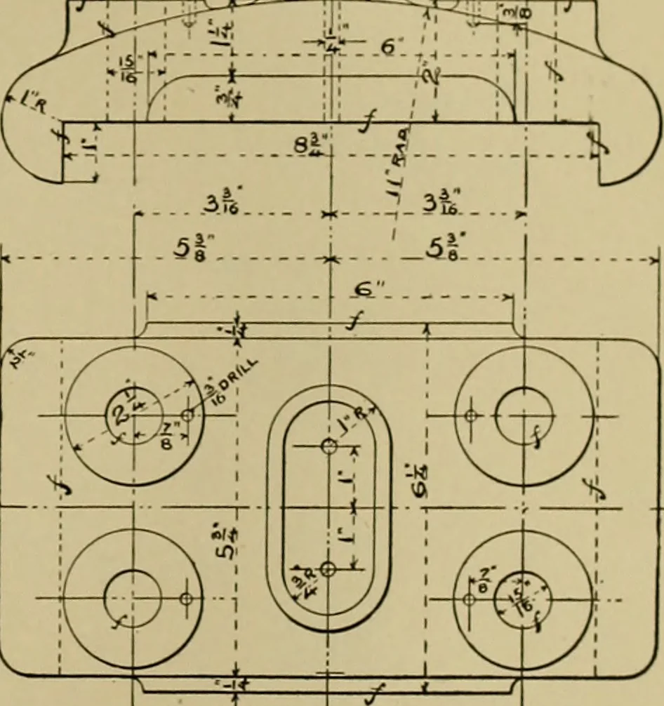 An illustration from A manual of mechanical drawing, 1907, leaf 176