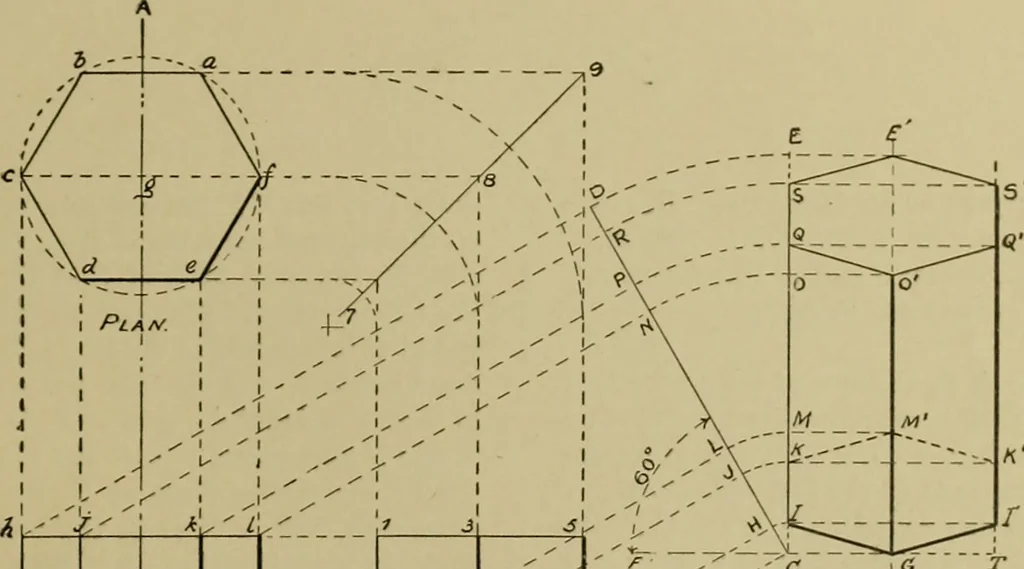 An illustration from A manual of mechanical drawing, 1907, leaf 54