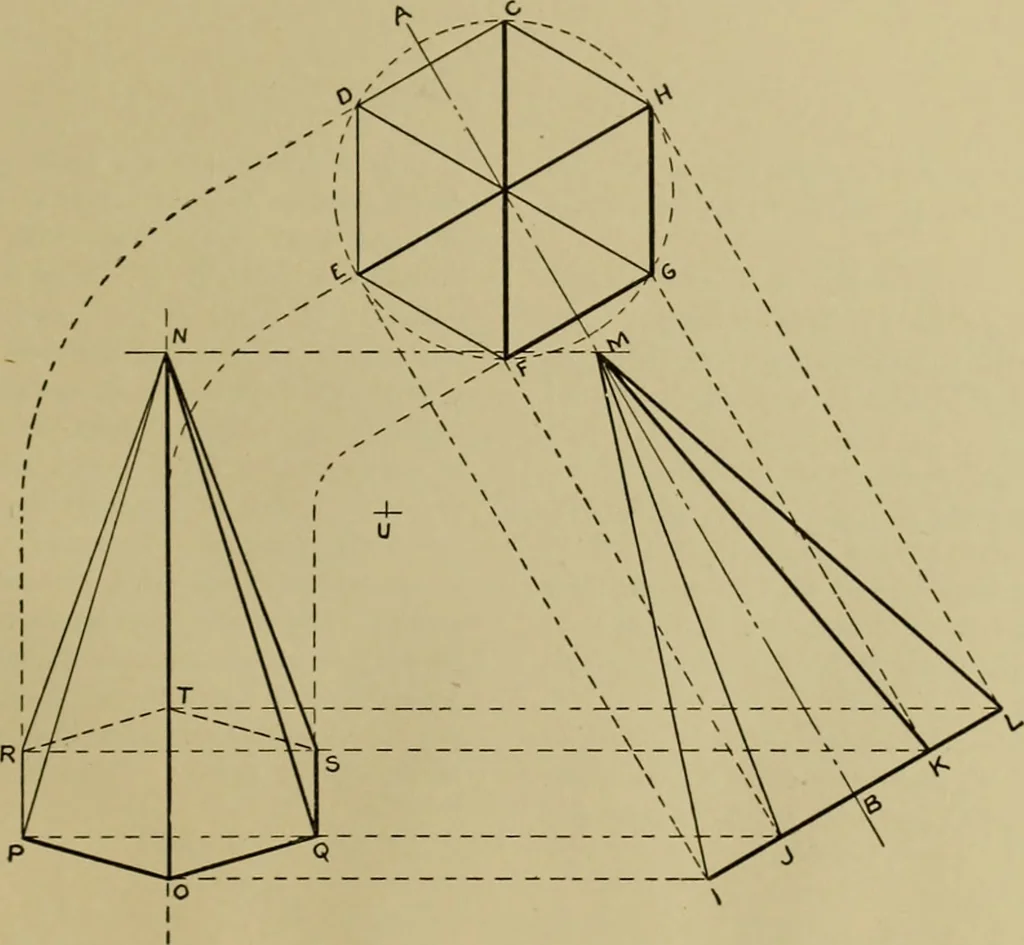 An illustration from A manual of mechanical drawing, 1907, leaf 56