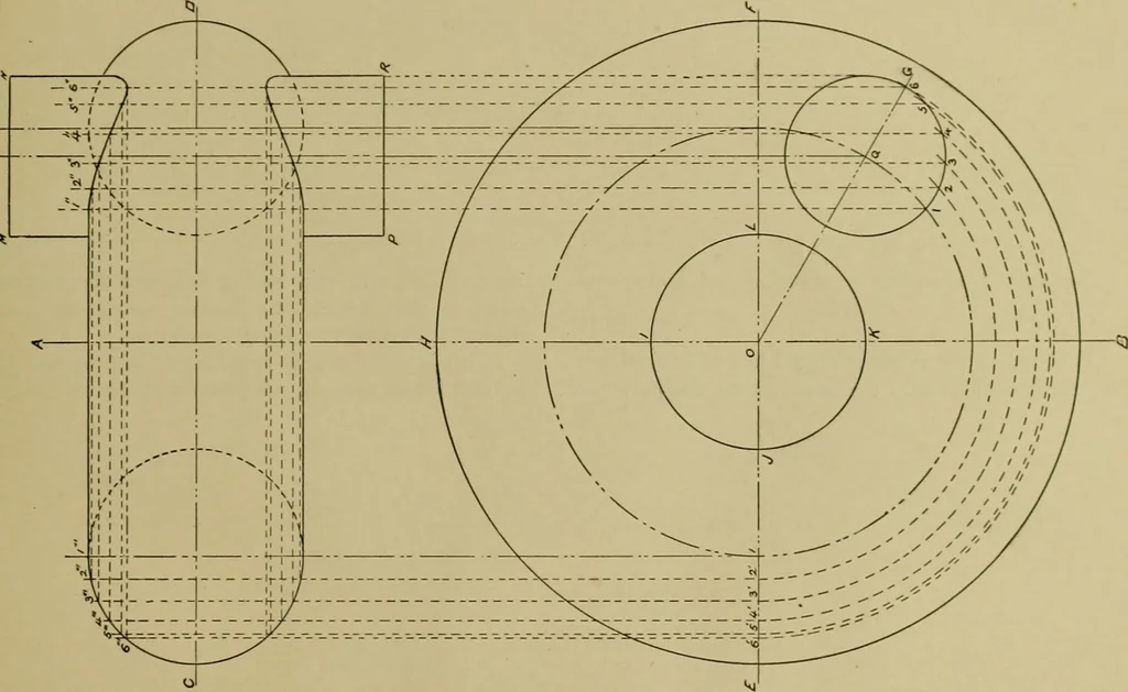 An illustration from A manual of mechanical drawing, 1907, leaf 94