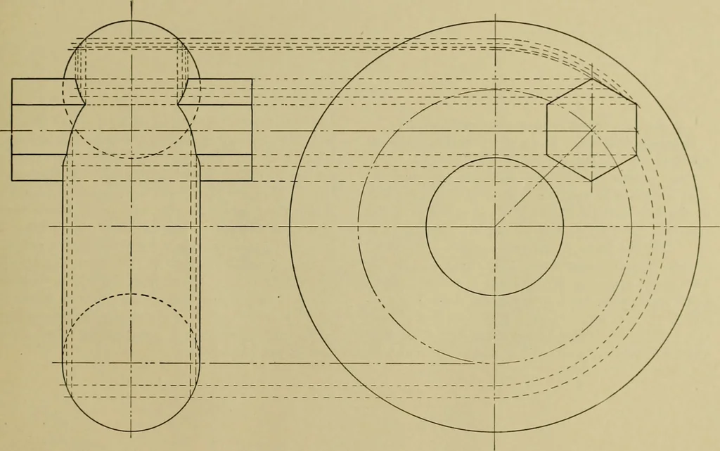 An illustration from A manual of mechanical drawing, 1907, leaf 96
