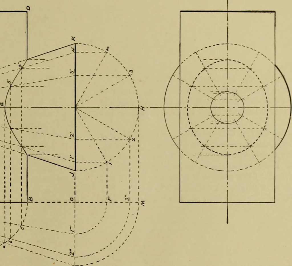 An illustration from A manual of mechanical drawing, 1907, leaf 98